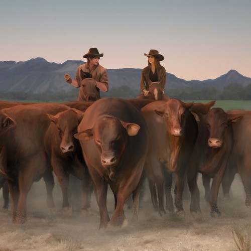 Cowboys driving the cattle