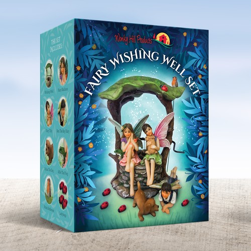 Fairy Wishing Well packaging design. Box design with custom hand drawn illustration.