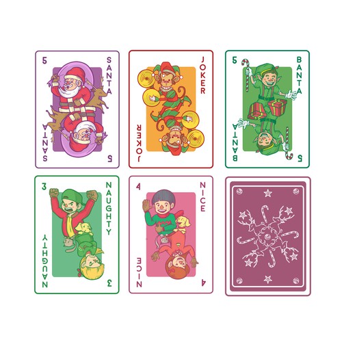 Characters design concept for christmas playing card