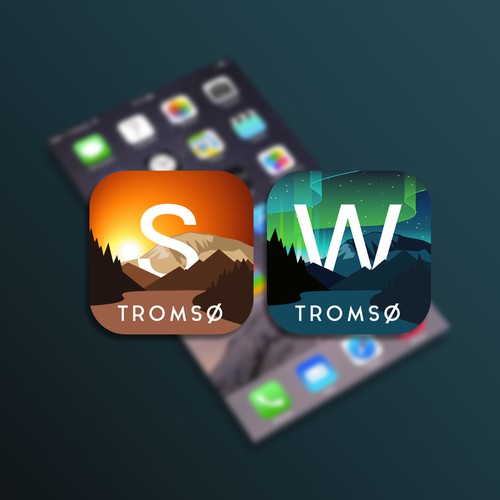 Travel-app icons for Tromso city in Arctic Norway