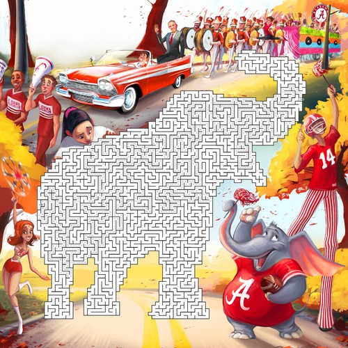 Fall Festivities - Riddle page illustration for UA alumni magazine