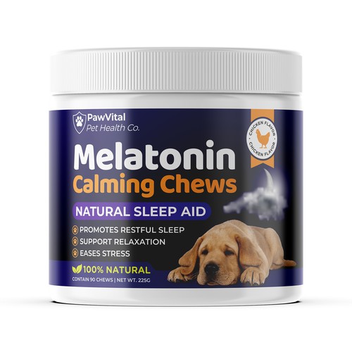 Packaging For Melatonin Calming Chews For Dogs!