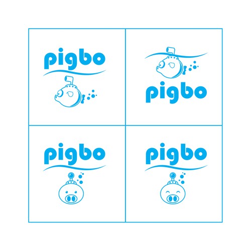 Design funny & minimal logo for 'pigbo' game studio with pig and sub-marine