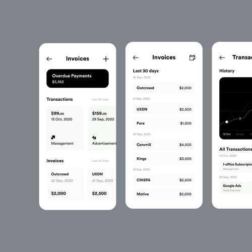 Invoicing App User Interface