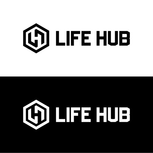 Create a STRONG, BOLD, clean logo for Life Hub that represents unity and progression for our Health and Fitness business