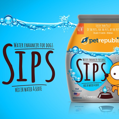 Have a drink with your dog! The first ever vitamin water enhancer for dogs.