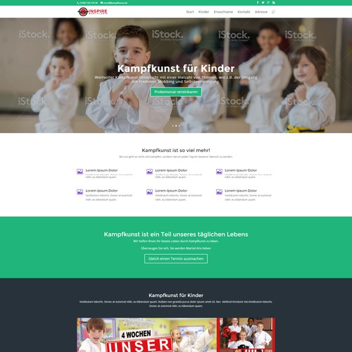 Landing Pages for a Martial arts school