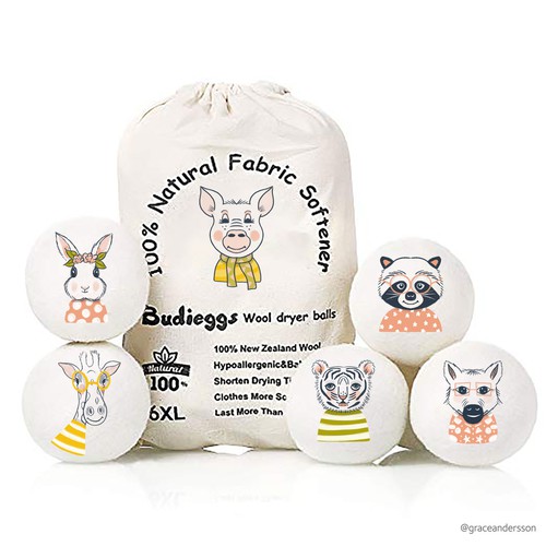 Fabric Softener Wool Dryer Balls - Animals Design