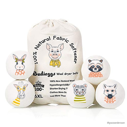 Fabric Softener Wool Dryer Balls - Animals Design