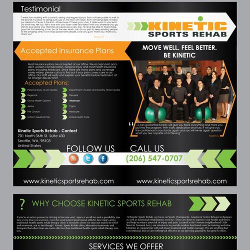 brochure design for Kinetic Sports Rehab