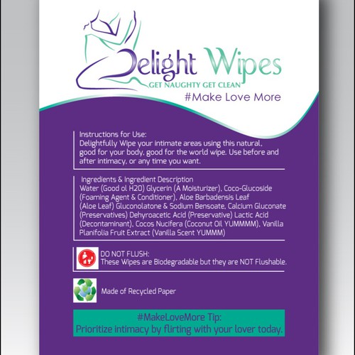 delight wipes label