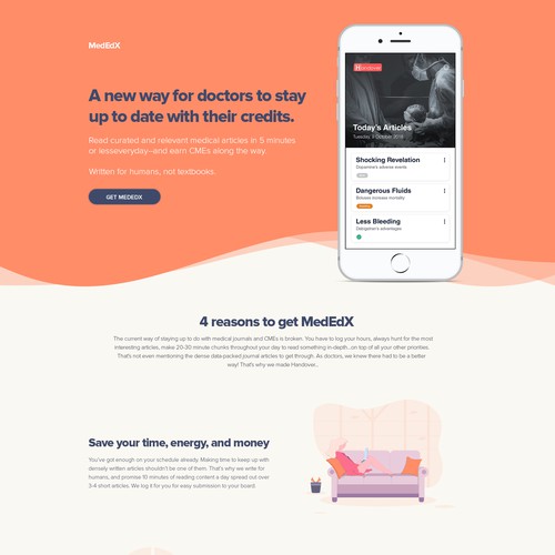 Minimal, warm landing page