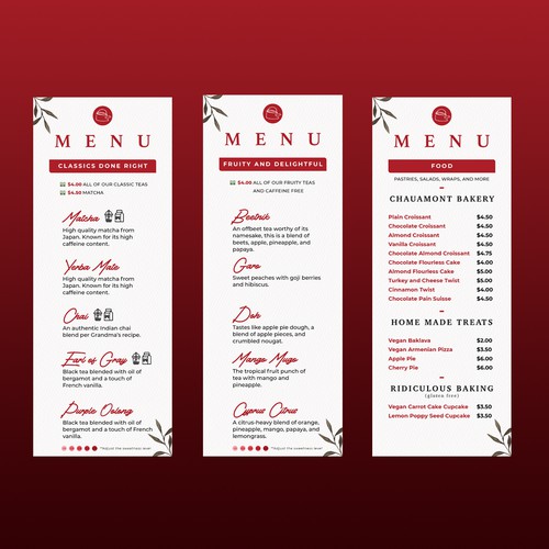 Bohemian Cafe Menu