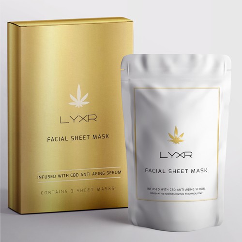 LYXR CBD Infused Facial Sheet Mask Packaging