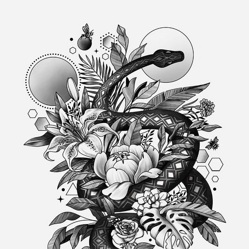 Floral tattoo design