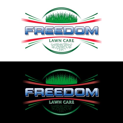 create a patriotic and unique logo for Freedom Lawn Care