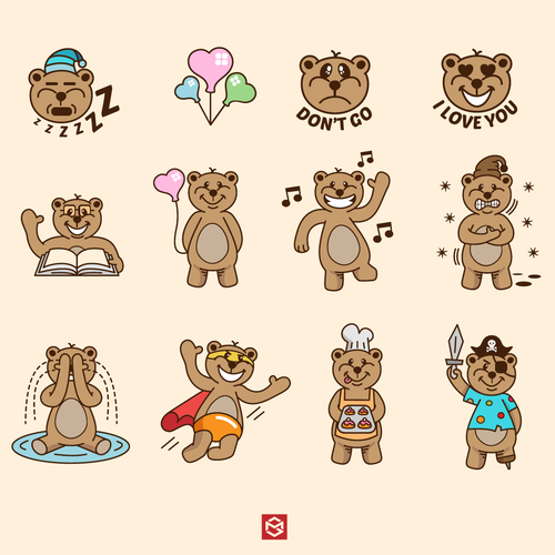 Cute bears sticker collection