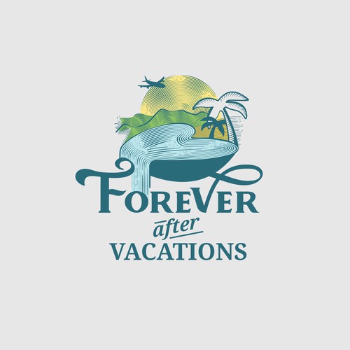 Vintage logo concept for honeymoon travel agency