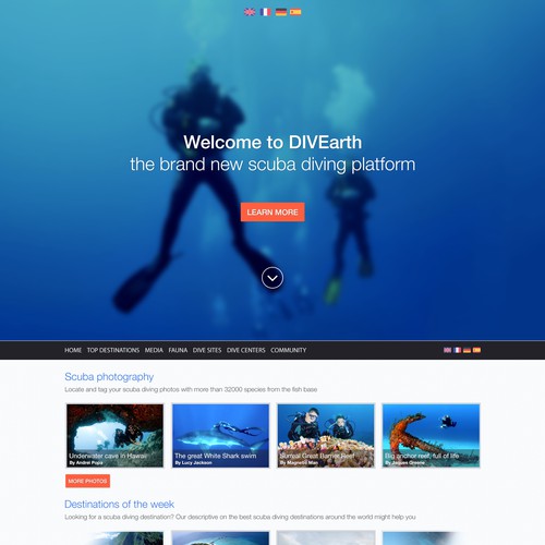 Redesign part of a homepage for SCUBA DIVING community website