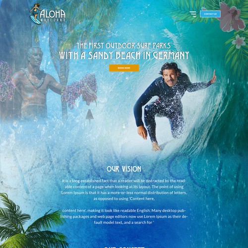 Create an exceptional and highly responsive website for a hawaii feeling surf park.