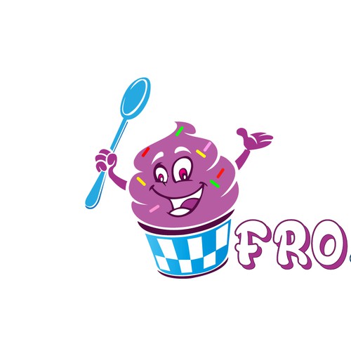 Cartoon Character Logo for Frozen Yoghurt and Coffee Shop