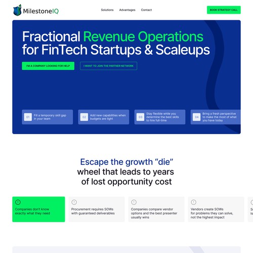 Landing Page for the innovative FinTech consulting firm