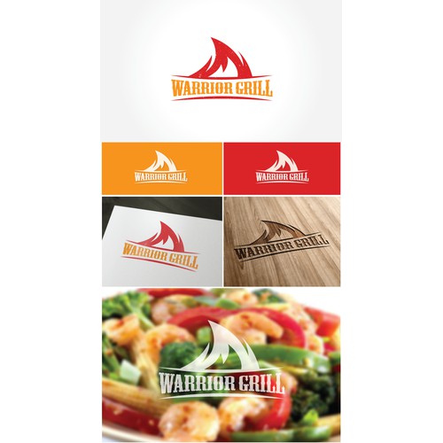 WARRIOR GRILL - A "fiery" restaurant logo, literally!
