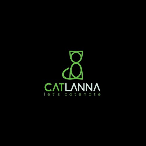 Create a captivating powerful, geometric cat logo for CATLANNA behavior consulting services