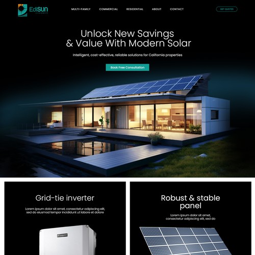 Homepage design for Solar energy company