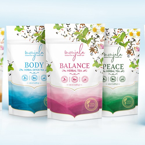 Teas for your mood&health, pouches design