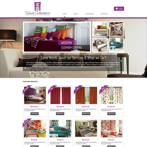 Design the quirky creative web page for Ellinis Interiors!