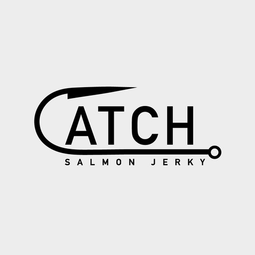 Wordplay design on the work "catch" with a hook