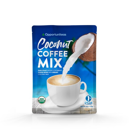 Design organic coconut coffee mix packaging