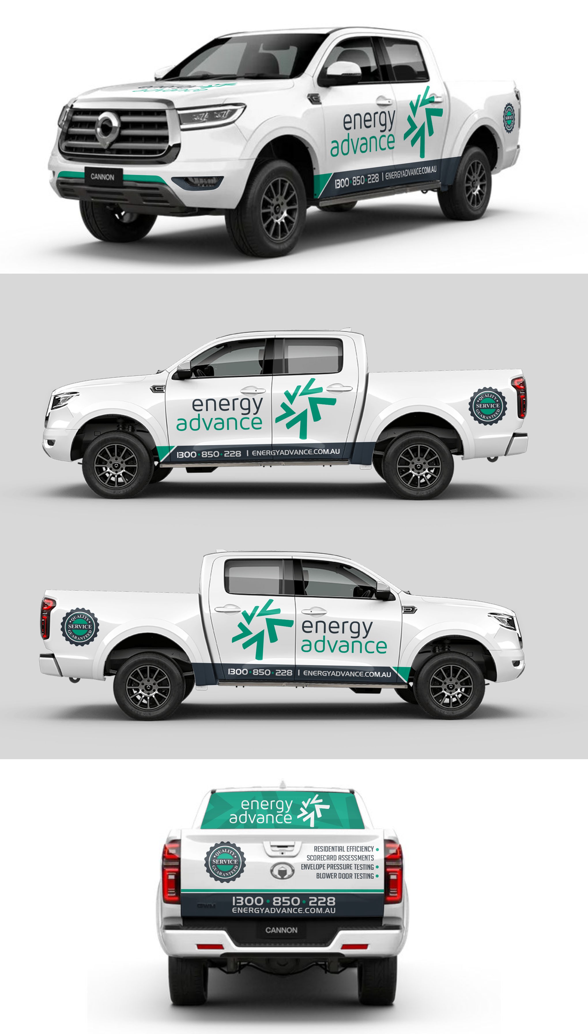 Design signage for a van fleet focussing on energy effiency assessments