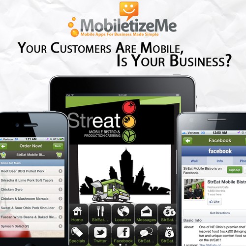 New postcard or flyer wanted for MobiletizeMe - Mobile Apps For Business Made "Simple" (or "Easy") (whichever fits)