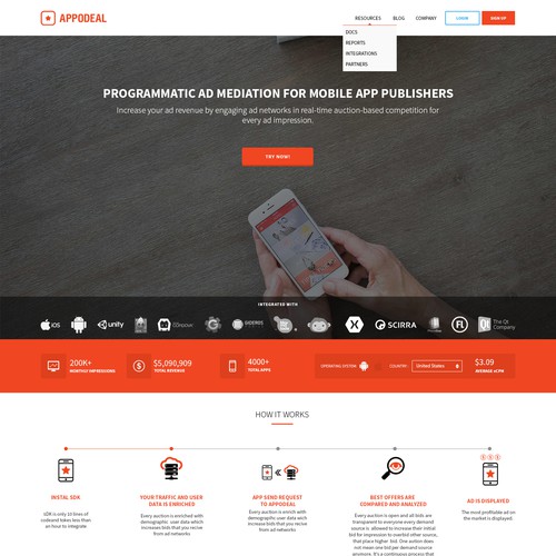 Design appodeal landing pages