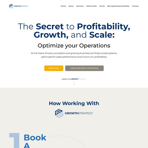 The landing page design for a corporate company