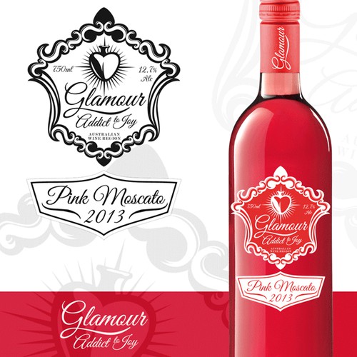 Create a WINE LABEL & PACKAGING for "Glamour" the PINK MOSCATO