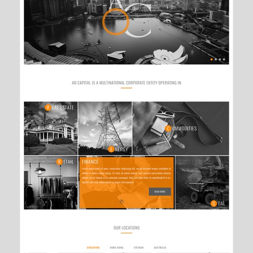 Landing page design for AO Capital