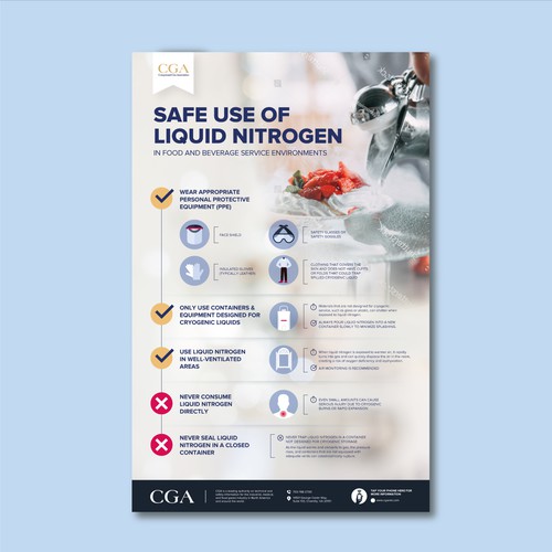 Poster with the guidance for liquid nitrogen use