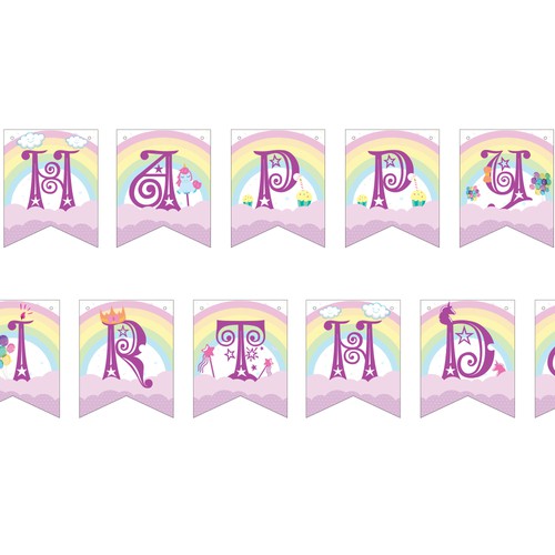 Birthday Flags - Unicorn Theme