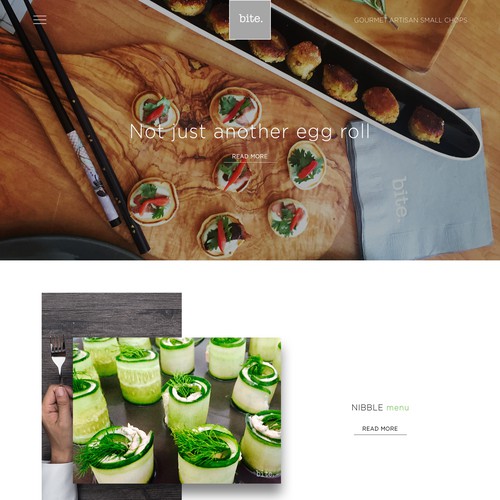 Web page design for bite. Food Company