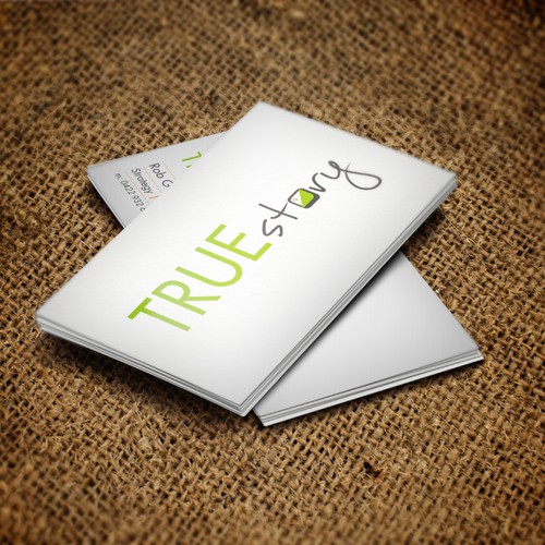 Create the next logo and business card for True Story