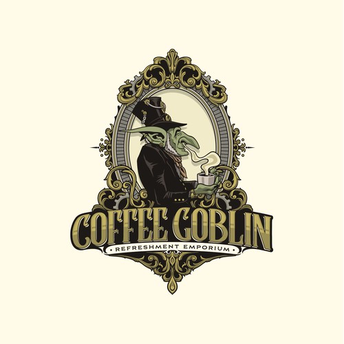 Victorian Style Goblin Logo for Coffee Company