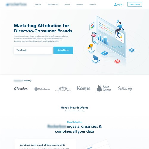 Home page design for a SAAS in marketing service industry