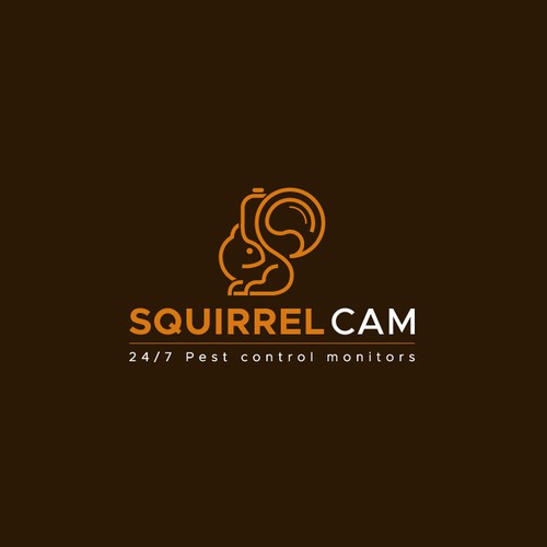 Squirrel logo in line art style