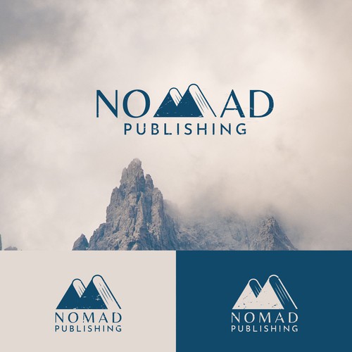 Vintage book and mountain logo