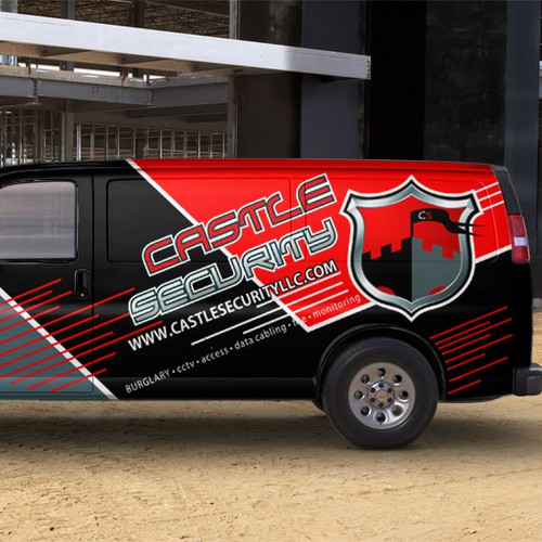 Create a van wrap for a home and business security company