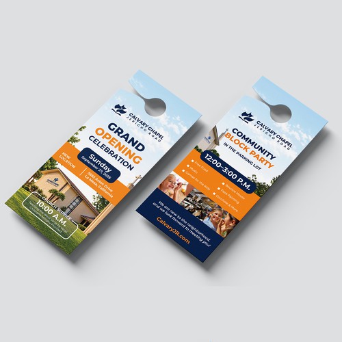 Create a Modern, Welcoming Church Grand Opening & Block Party Door Hanger