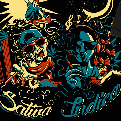 Day/Night, Sativa/Indica Shirt Design